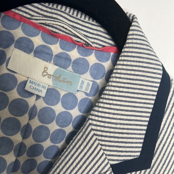 Boden Size 6P Sear-sucker Blazer Navy White Stripe - Picture 2 of 8